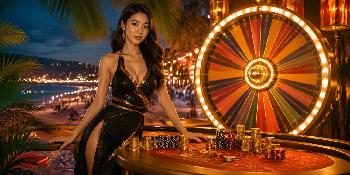 Không khí giải trí casino sôi động tại Việt Nam với đèn neon rực rỡ về đêm